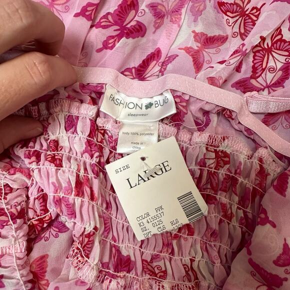 Y2K butterfly slip dress lingerie mesh sheer large pink Lolita kidcore thong - Picture 6 of 6